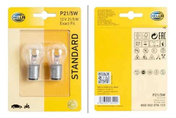 Imagine produs: Bec P21/5W 12V 21/5W BAY15d Halogen HELLA (8GD 002 078-123)