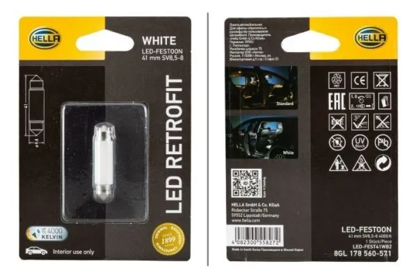 Imagine produs: Bec 12V 1W SV8,5-8 4000K LED HELLA (8GL 178 560-571)