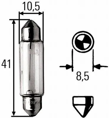 Imagine produs: Bec C10W 12V 10W SV8,5-8 Halogen HELLA (8GM 002 091-131)