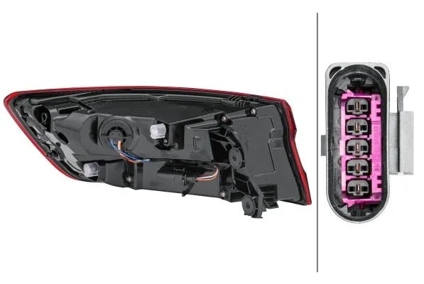 Imagine produs: Lampă din spate dreapta pentru Audi A4 B9 Sedan partea exterioara LED 12V cu suport bulb HELLA (2SD 012 246-181)