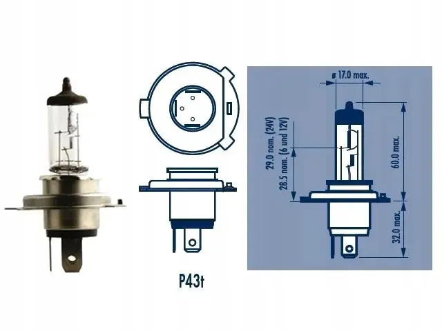 Imagine produs: Bec H4 12V 60/55W P43t NARVA (488783000)