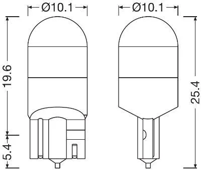 Imagine produs: Set 2 becuri W5W 12V 0,8W W2,1x9,5d 6000K LED OSRAM (2825DWP-02B)