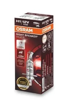 Imagine produs: Bec H1 12V 55W P14,5s 4200K Halogen NIGHT BREAKER SILVER +100% OSRAM (64150NBS)