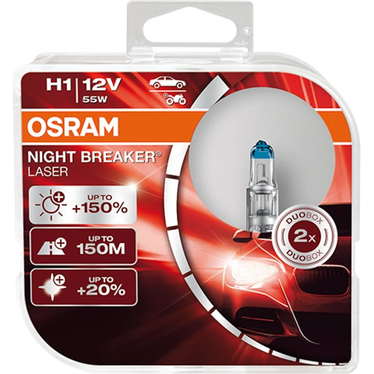 Imagine produs: Bec H1 12V 55W P14,5s 4200K Halogen NIGHT BREAKER LASER +150% OSRAM (64150NL-HCB)