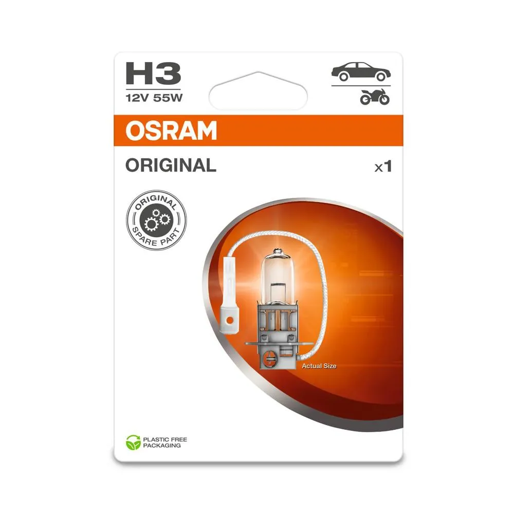 Imagine produs: Bec H3 12V 55W PK22s 3200K Halogen ORIGINAL LINE OSRAM (64151-01B)