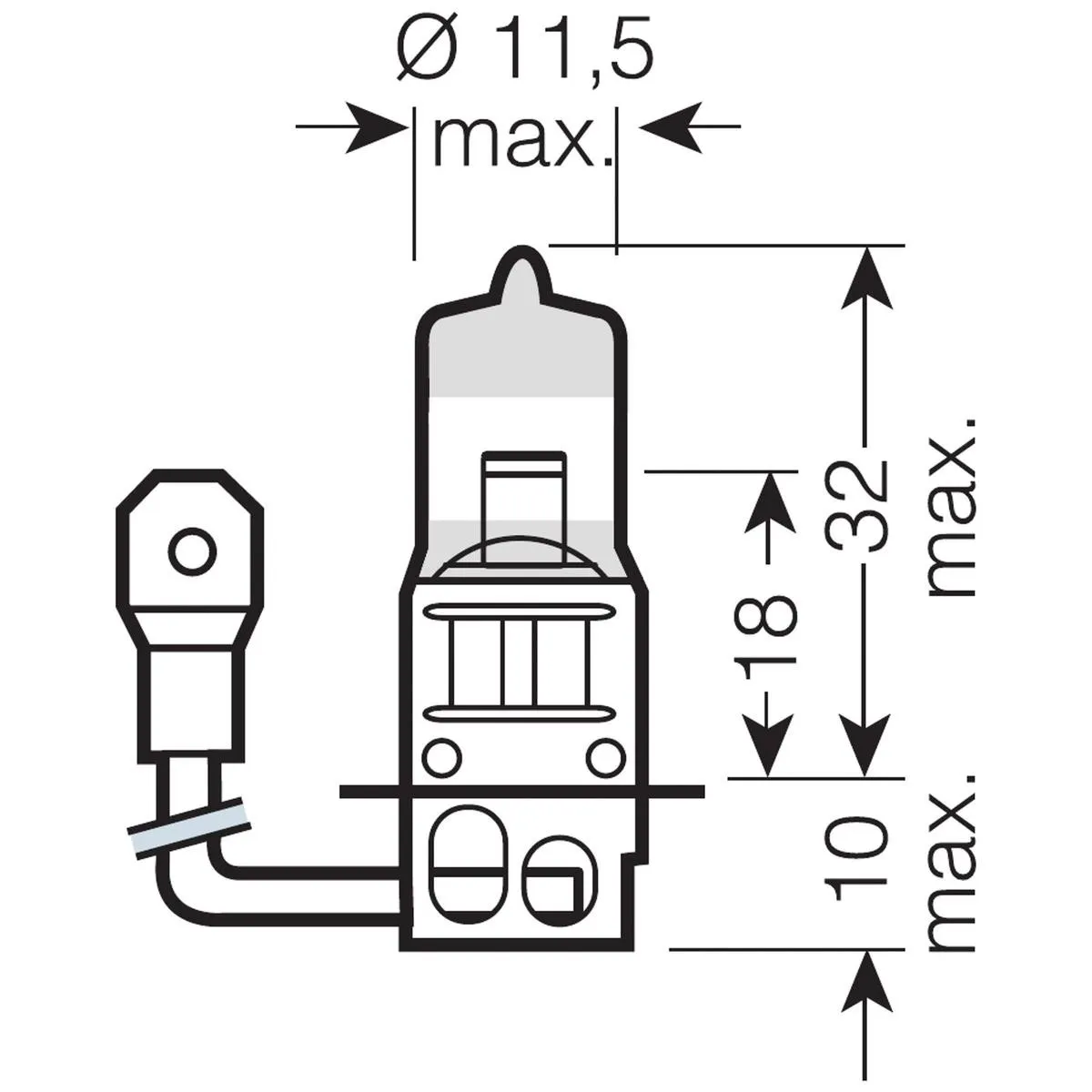 Imagine produs: Bec H3 12V 55W PK22s 3200K Halogen ORIGINAL LINE OSRAM (64151)