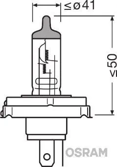Imagine produs: Bec R2 (Bilux) 12V 45/40W P45t 3200K Halogen ORIGINAL OSRAM (64183)