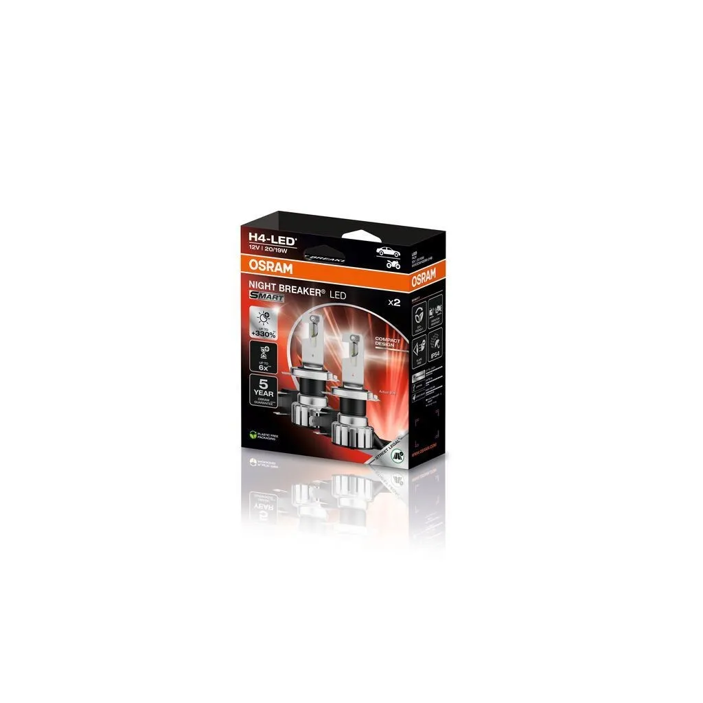 Imagine produs: Bec H4 12V 20/19W P43t 6000K NIGHT BREAKER LED SMART +330% LED OSRAM (64193DWNBST2)