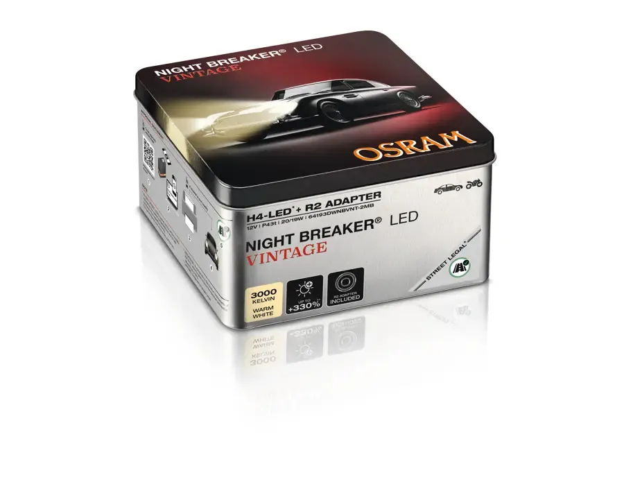 Imagine produs: Bec H4 12V 20/19W P43t 3000K NIGHT BREAKER LED VINTAGE +330% OSRAM (64193DWNBVNT-2MB)