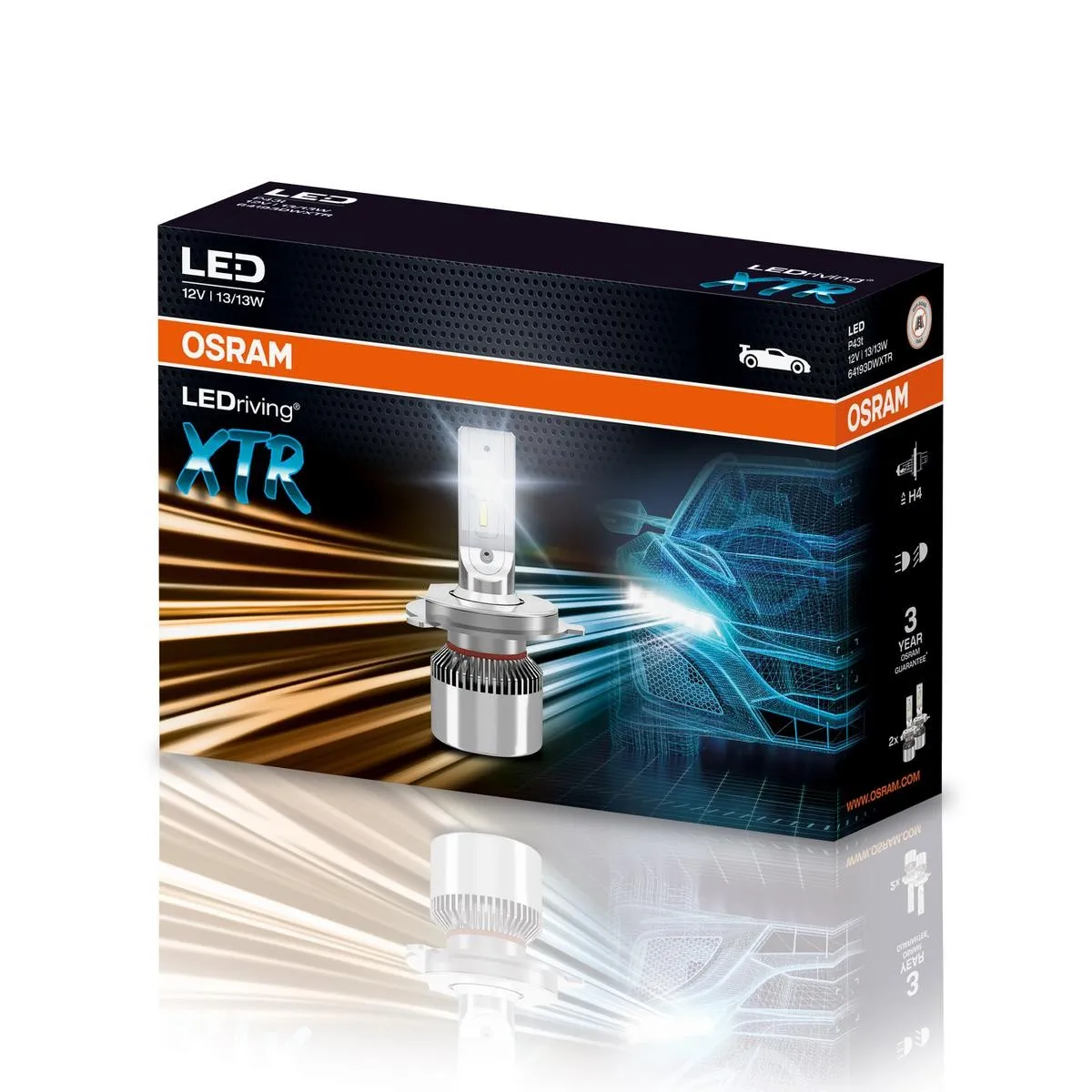 Imagine produs: Bec H4 12V 13/13W P43t spotlight LED OSRAM (64193DWXTR)