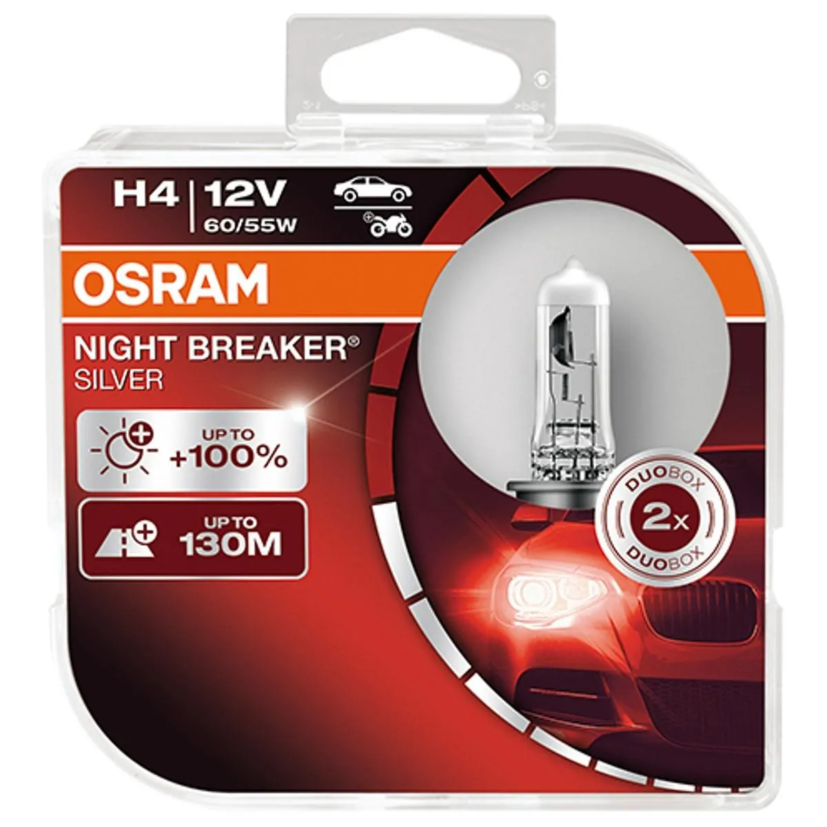 Imagine produs: Bec H4 12V 60/55W P43t Halogen NIGHT BREAKER SILVER +100% OSRAM (64193NBS-HCB)