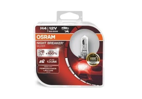 Imagine produs: Bec H4 12V 60/55W P43t Halogen NIGHT BREAKER SILVER +100% OSRAM (64193NBS-HCB)