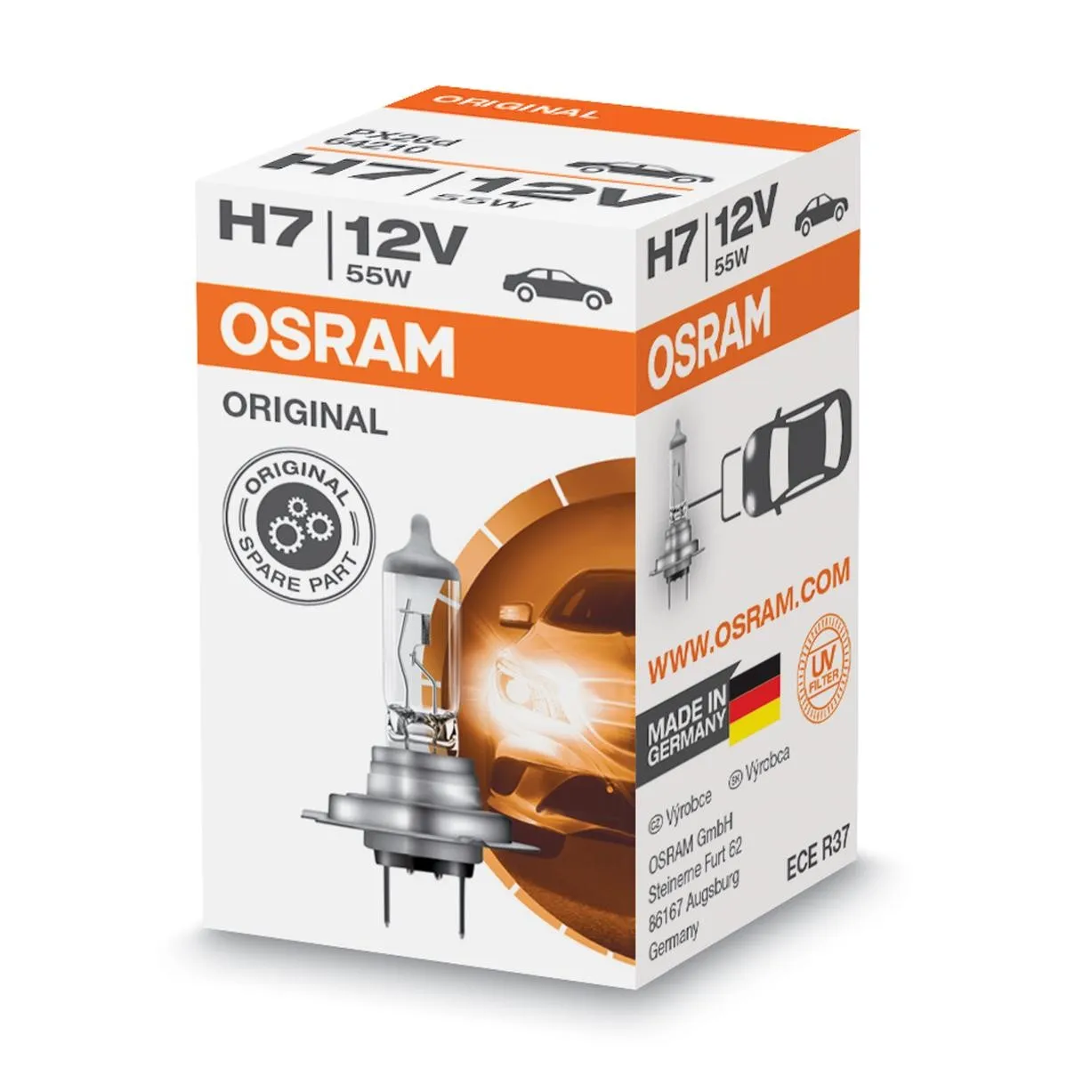 Imagine produs: Bec H7 12V 55W PX26d 3200K Halogen OSRAM (64210)