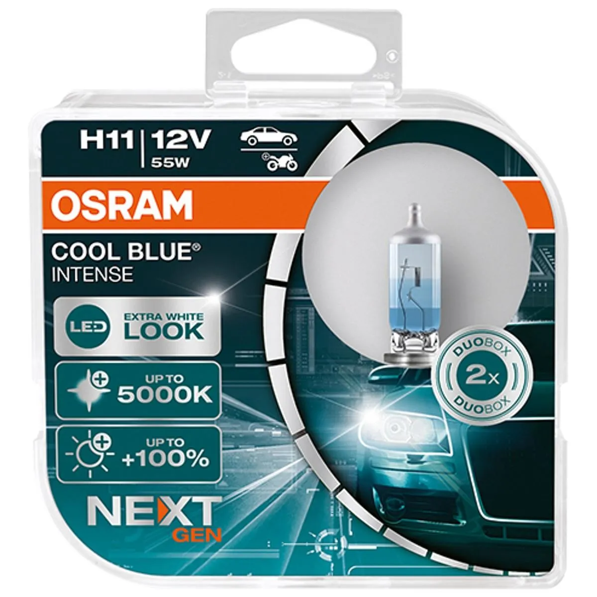 Imagine produs: Bec H11 12V 55W PGJ19-2 5000K Halogen COOL BLUE INTENSE OSRAM (64211CBN-HCB)
