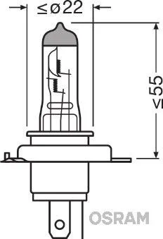 Imagine produs: Bec H4 12V 60/55W P43t Halogen ORIGINAL SPECIAL OSRAM (94193)