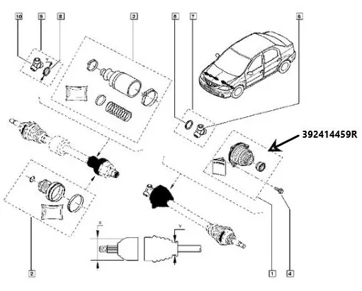 Imagine produs: Set burduf articulatie planetara 85 mm spre cutia de viteze SEINSA (D8547)