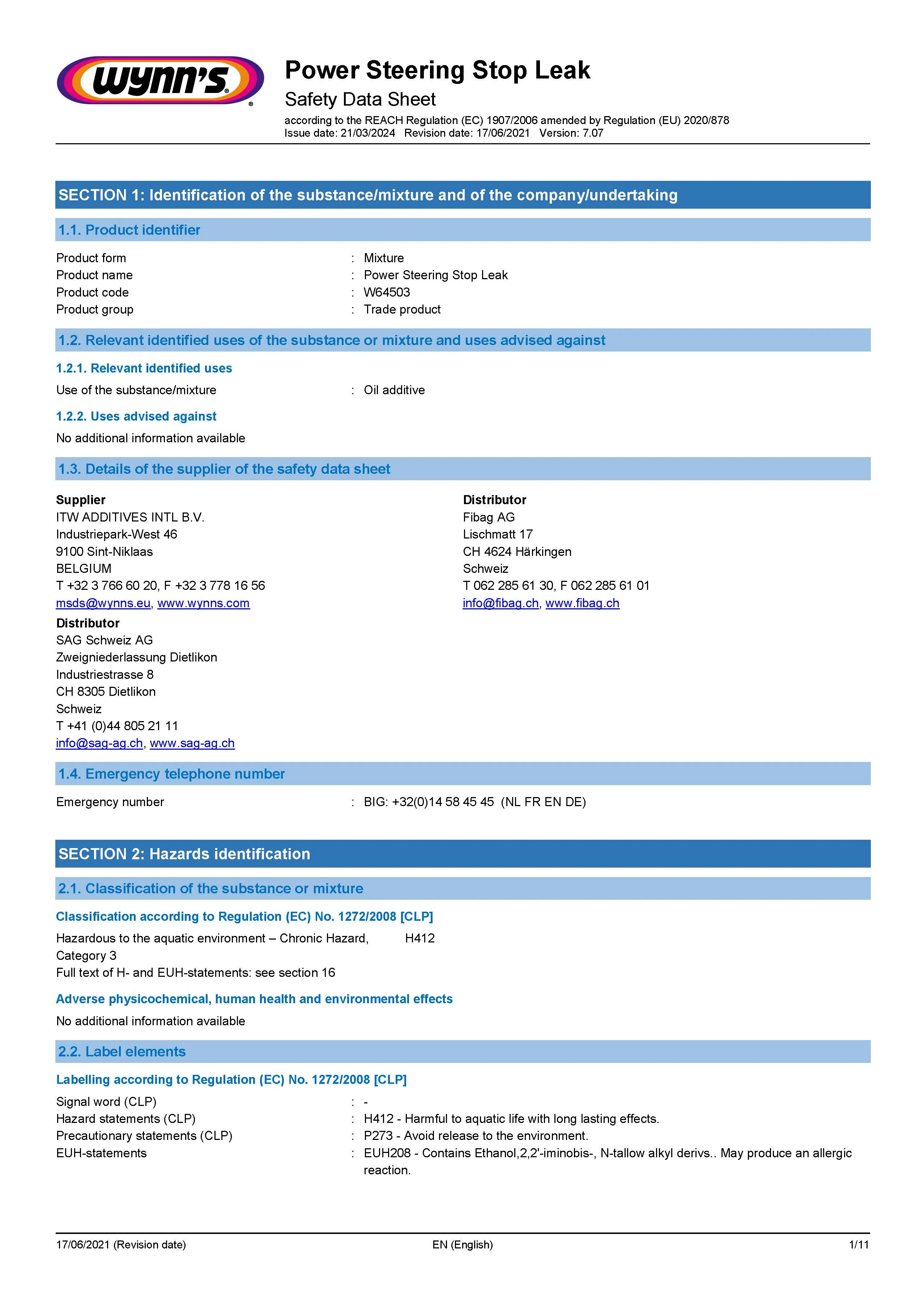 Imagine produs: Aditiv antiscurgere servodirectie WYNN'S (W64503)